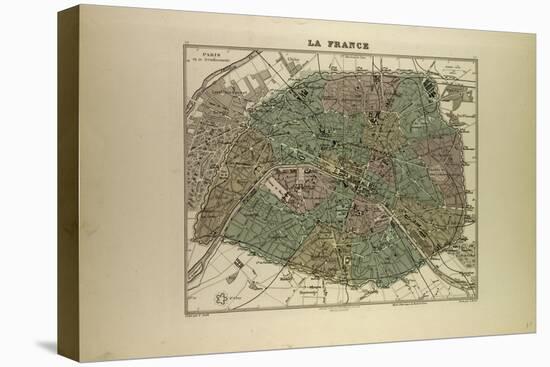 Map of Paris in 1896 France-null-Stretched Canvas