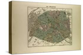 Map of Paris in 1896 France-null-Stretched Canvas