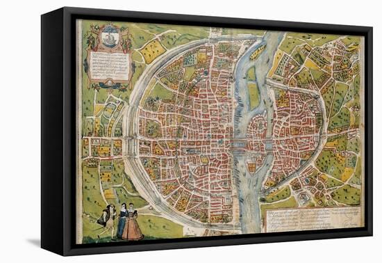 Map of Paris-Abraham Ortelius-Framed Stretched Canvas