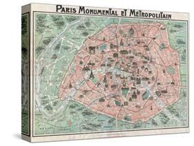 Map of Paris-null-Stretched Canvas