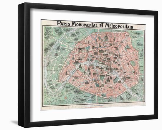 Map of Paris-null-Framed Giclee Print