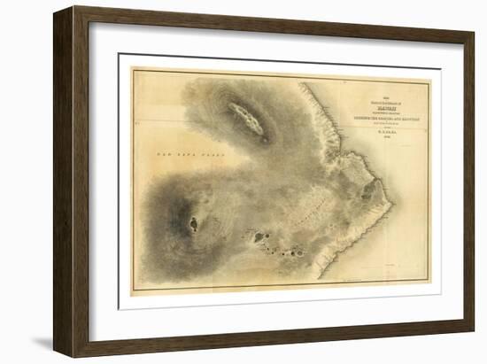 Map of Part of the Island of Hawaii, Sandwich Islands, c.1841-null-Framed Art Print