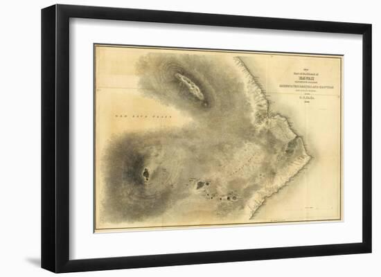 Map of Part of the Island of Hawaii, Sandwich Islands, c.1841-null-Framed Art Print