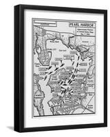 Map of Pearl Harbor with Location of Ships Just Prior to the Japanese Attack on Dec. 7, 1941-null-Framed Art Print