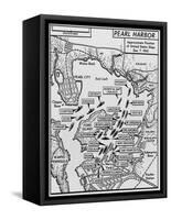 Map of Pearl Harbor with Location of Ships Just Prior to the Japanese Attack on Dec. 7, 1941-null-Framed Stretched Canvas