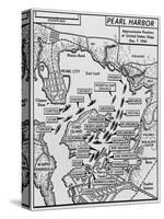 Map of Pearl Harbor with Location of Ships Just Prior to the Japanese Attack on Dec. 7, 1941-null-Stretched Canvas