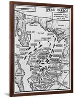 Map of Pearl Harbor with Location of Ships Just Prior to the Japanese Attack on Dec. 7, 1941-null-Framed Art Print