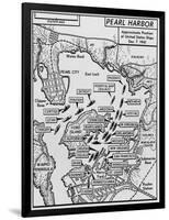 Map of Pearl Harbor with Location of Ships Just Prior to the Japanese Attack on Dec. 7, 1941-null-Framed Art Print
