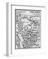 Map of Pearl Harbor with Location of Ships Just Prior to the Japanese Attack on Dec. 7, 1941-null-Framed Art Print