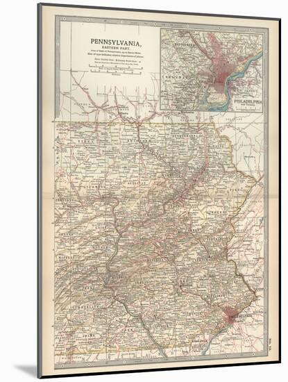 Map of Pennsylvania, Eastern Part. United States. Inset Map of Philadelphia and Vicinity-Encyclopaedia Britannica-Mounted Art Print