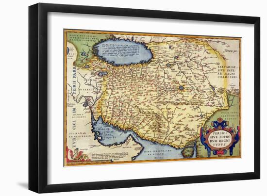 Map of Persia, from the "Theatrum Orbis Terrarum", Pub. by Abraham Ortelius Antwerp, circa 1590-null-Framed Giclee Print