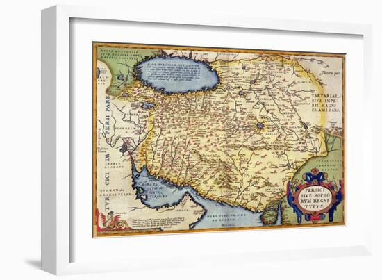 Map of Persia, from the "Theatrum Orbis Terrarum", Pub. by Abraham Ortelius Antwerp, circa 1590-null-Framed Giclee Print