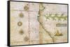 Map of Peru Coast, 1630-Science Source-Framed Stretched Canvas