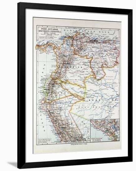 Map of Peru Ecuador Venezuela and Columbia 1899-null-Framed Giclee Print