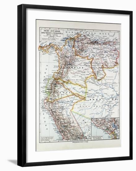 Map of Peru Ecuador Venezuela and Columbia 1899-null-Framed Giclee Print