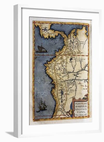 Map of Peru-Abraham Ortelius-Framed Art Print