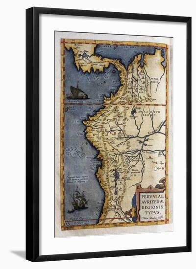 Map of Peru-Abraham Ortelius-Framed Art Print