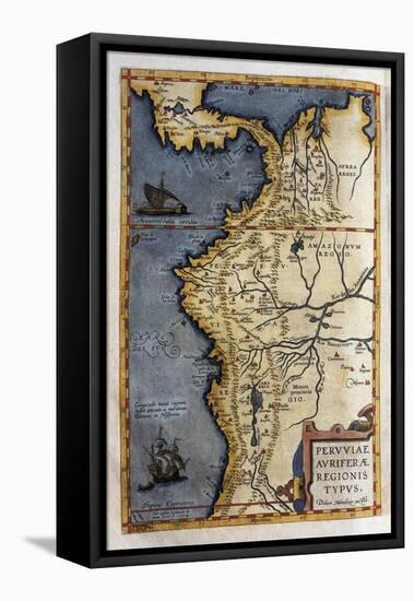 Map of Peru-Abraham Ortelius-Framed Stretched Canvas