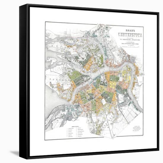 Map of Petersburg-null-Framed Stretched Canvas