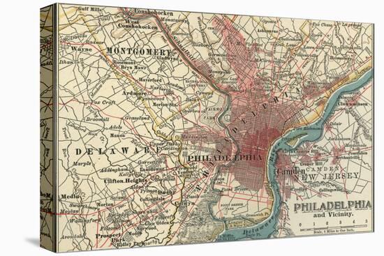 Map of Philadelphia (C. 1900), Maps-Encyclopaedia Britannica-Stretched Canvas