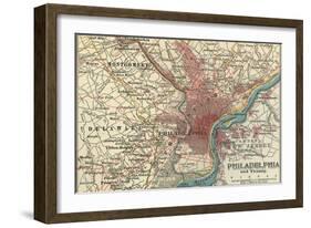 Map of Philadelphia (C. 1900), Maps-Encyclopaedia Britannica-Framed Art Print