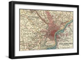 Map of Philadelphia (C. 1900), Maps-Encyclopaedia Britannica-Framed Art Print
