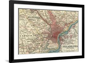 Map of Philadelphia (C. 1900), Maps-Encyclopaedia Britannica-Framed Premium Giclee Print