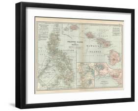 Map of Philippine Islands and Hawaii. Insets of Manila and Vicinity and Honolulu and Pearl Harbor-Encyclopaedia Britannica-Framed Art Print