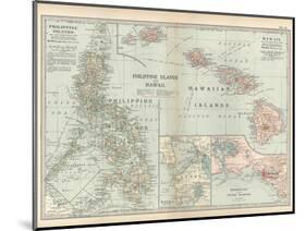 Map of Philippine Islands and Hawaii. Insets of Manila and Vicinity and Honolulu and Pearl Harbor-Encyclopaedia Britannica-Mounted Art Print