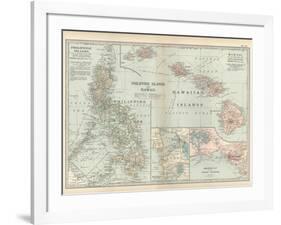 Map of Philippine Islands and Hawaii. Insets of Manila and Vicinity and Honolulu and Pearl Harbor-Encyclopaedia Britannica-Framed Art Print