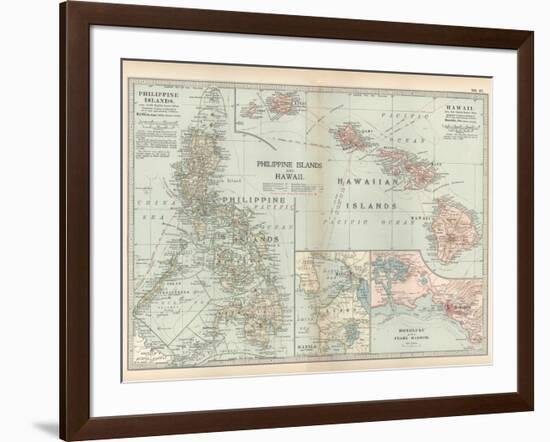 Map of Philippine Islands and Hawaii. Insets of Manila and Vicinity and Honolulu and Pearl Harbor-Encyclopaedia Britannica-Framed Art Print