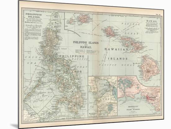 Map of Philippine Islands and Hawaii. Insets of Manila and Vicinity and Honolulu and Pearl Harbor-Encyclopaedia Britannica-Mounted Art Print