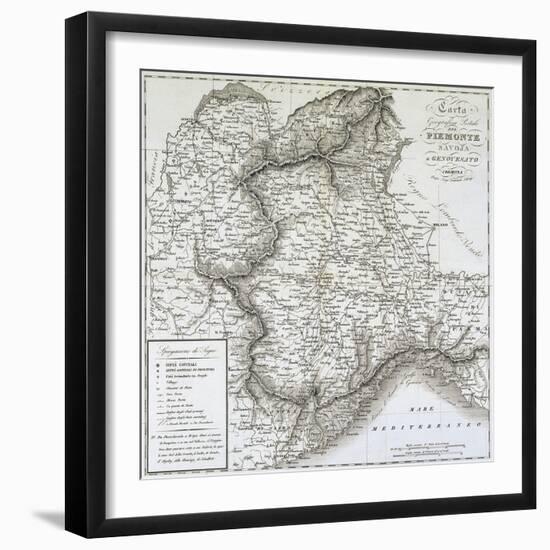 Map of Piedmont, of the Savoy and Genovas-null-Framed Premium Giclee Print