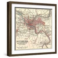 Map of Pittsburg, Now Spelled Pittsburgh (C. 1900)-Encyclopaedia Britannica-Framed Art Print