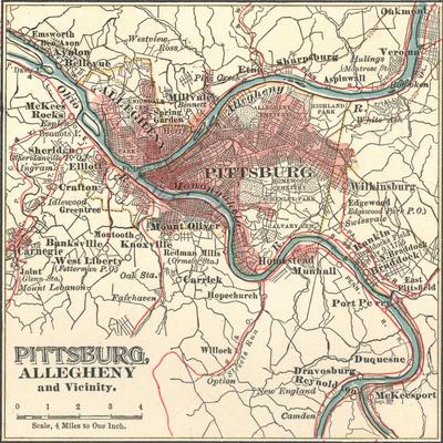 'Map of Pittsburg, Now Spelled Pittsburgh (C. 1900)' Prints