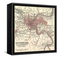 Map of Pittsburg, Now Spelled Pittsburgh (C. 1900)-Encyclopaedia Britannica-Framed Stretched Canvas