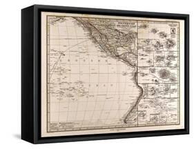 Map of Polynesia and Oceania, 1872-null-Framed Stretched Canvas