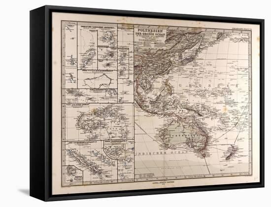 Map of Polynesia and Oceania, 1872-null-Framed Stretched Canvas