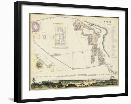 Map of Pompeii-T.E. Nicholson-Framed Art Print