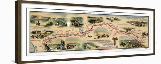 Map of Pony Express Route, 1860-1861-Science Source-Framed Premium Giclee Print