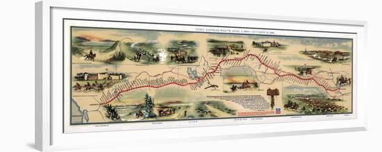 Map of Pony Express Route, 1860-1861-Science Source-Framed Premium Giclee Print