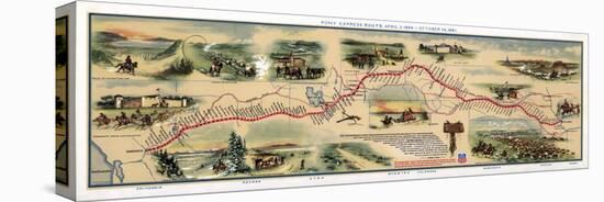 Map of Pony Express Route, 1860-1861-Science Source-Stretched Canvas