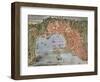 Map of Port of Genoa, Detail from Frescoes in Hall of Music of Palazzo Odescalchi at Bassano Romano-null-Framed Giclee Print