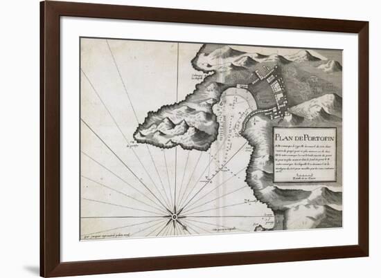 Map of Portofino, from French Portolan Chart. Copper Engraving-null-Framed Giclee Print