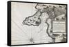 Map of Portofino, from French Portolan Chart. Copper Engraving-null-Framed Stretched Canvas