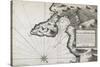 Map of Portofino, from French Portolan Chart. Copper Engraving-null-Stretched Canvas