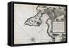 Map of Portofino, from French Portolan Chart. Copper Engraving-null-Framed Stretched Canvas