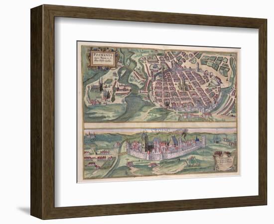 Map of Poznan and Gruczno, from Civitates Orbis Terrarum by Georg Braun-Joris Hoefnagel-Framed Giclee Print