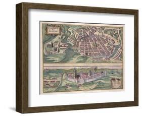 Map of Poznan and Gruczno, from Civitates Orbis Terrarum by Georg Braun-Joris Hoefnagel-Framed Giclee Print