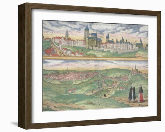 Map of Prague, from "Civitates Orbis Terrarum" by Georg Braun and Frans Hogenberg, circa 1572-Joris Hoefnagel-Framed Giclee Print